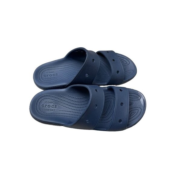 Crocs Classic Two-Strap Slide Sandals Navy Blue 206761-410 Men’s 10 Women’s 12 - Picture 1 of 5